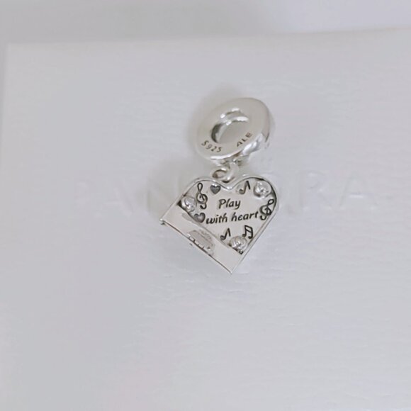 Pandora Grand Piano Heart Dangle Charm S925 Sterling Silver with box - Picture 2 of 9